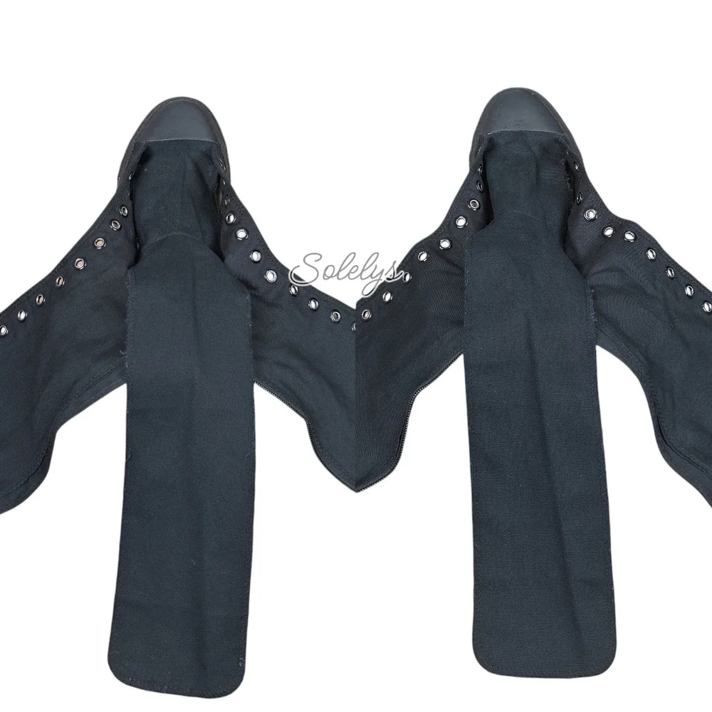 Converse 2009 XXHI Black Monochrome Custom Elastic Lace Knee High Sneaker M9 W11